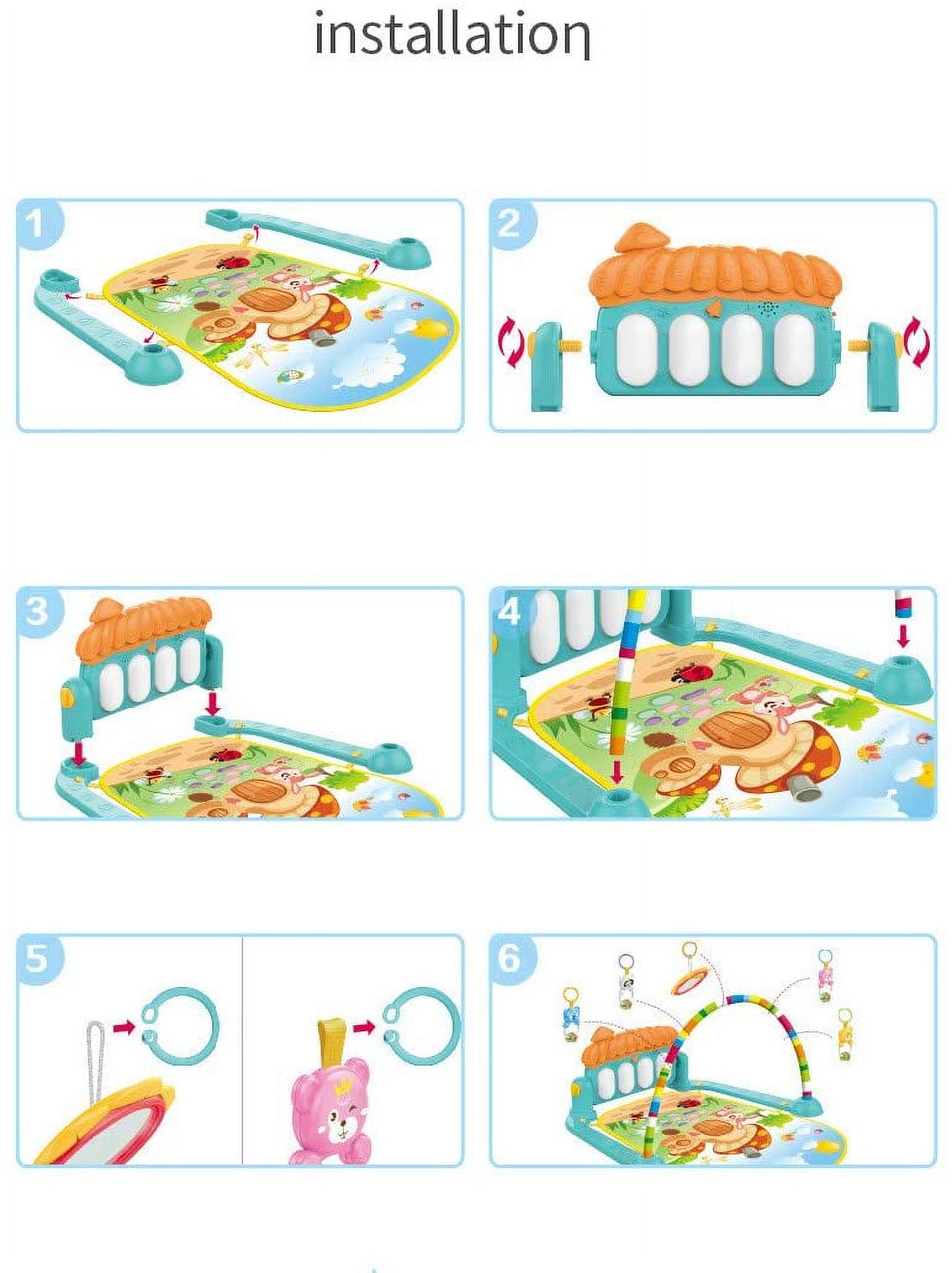 Baby Play Mat for Infant with Music and Mirror, Newborn Piano Activity Center Toys Gym Floor Playmat for Boys Girls - image 3 of 7