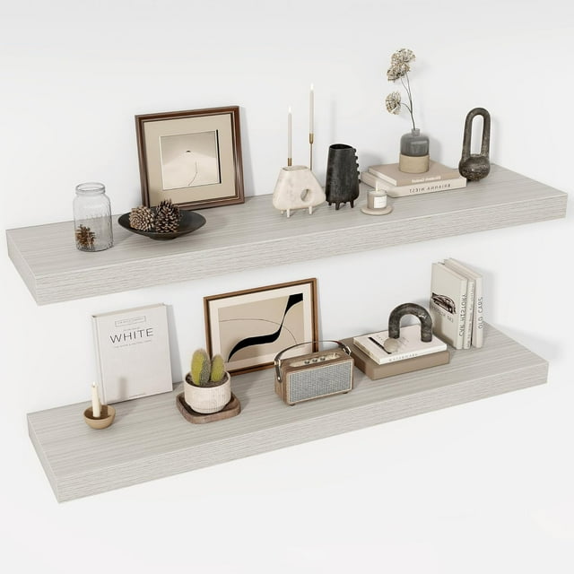 Floating Shelves Deep Floating Shelf Wall Mounted Wall Shelves Rustic Deep Bookshelf Extra Deeper & Thicker Display Shelves for Bedroom Living Room Set of
