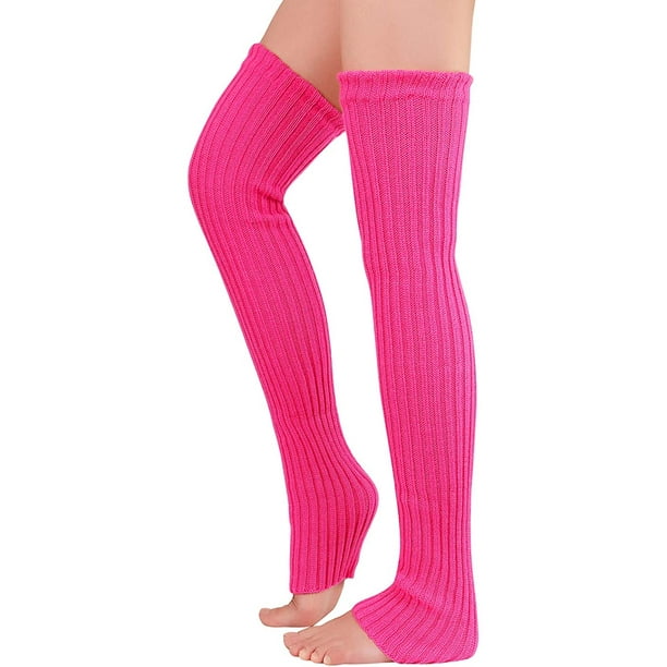Leg Warmer for Women Winter Thigh High Socks Neon Leg Warmers Over Knee  High Footless Sock Knit Cute Wine Small 