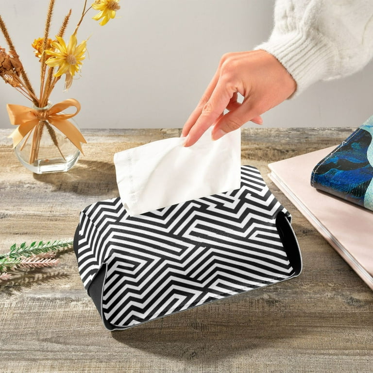 小物 Dr.west Modern Zigzag Lines 5.7in Leather Tissue Box Cover Square PVC