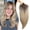 Dark root to golden, variant on Synthetic Hair Topper with Bangs 18 Inch Layered Toppers for Women with Thinning Hair 5.5" x 5" hand Tied Forehead Hairline 360° 3D Cover Wispy Synthetic Toppers Hair for Women Fiber Wiglets