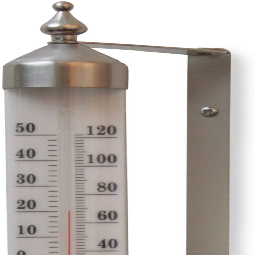 Bjerg Instruments Satin Nickel Finish Adjustable Angle 10 Inch Garden Thermometer 