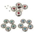 thumbnail image 3 of 5pcs Floral Turquoise Round Screw Buttons for Saddle Wallet Bag , Red, 30mm, 3 of 8