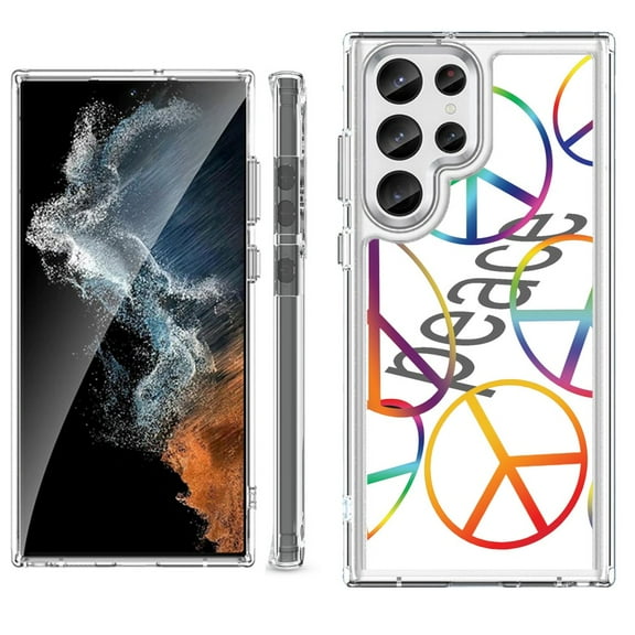 Shockproof Bumper Phone Case for Samsung Galaxy S23 Ultra 5G, by OneToughShield ® - Colorful Peace