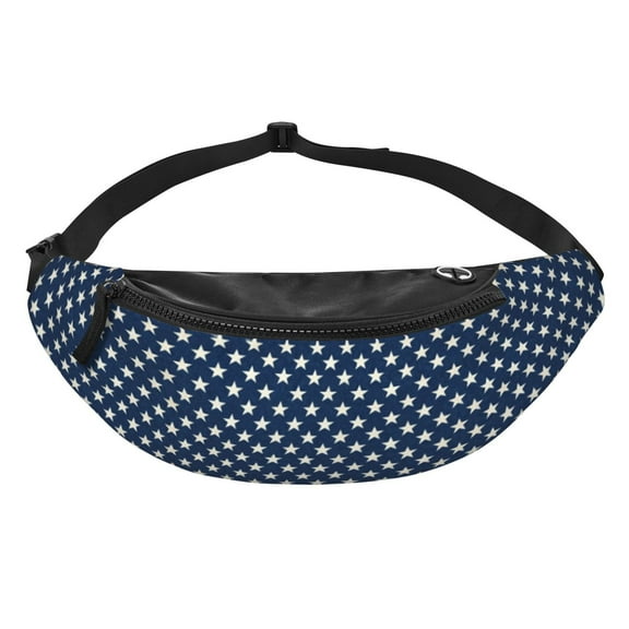 Women Men Stars Navy Blue White Fanny Pack Sling Crossbody Bag for Outdoor Travel Sports Hiking