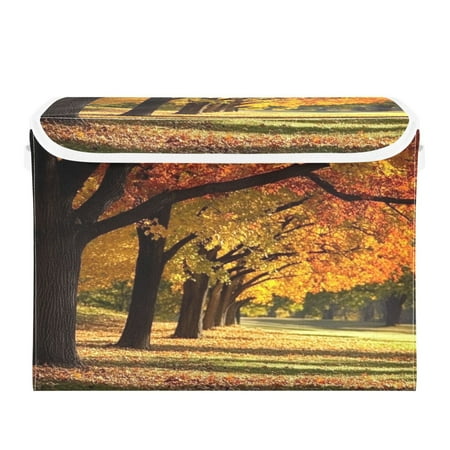 Storage Box With Lid 16.5x12.6x11.8In Foldable Stacked Household Storage Box Autumn Beauty Tree