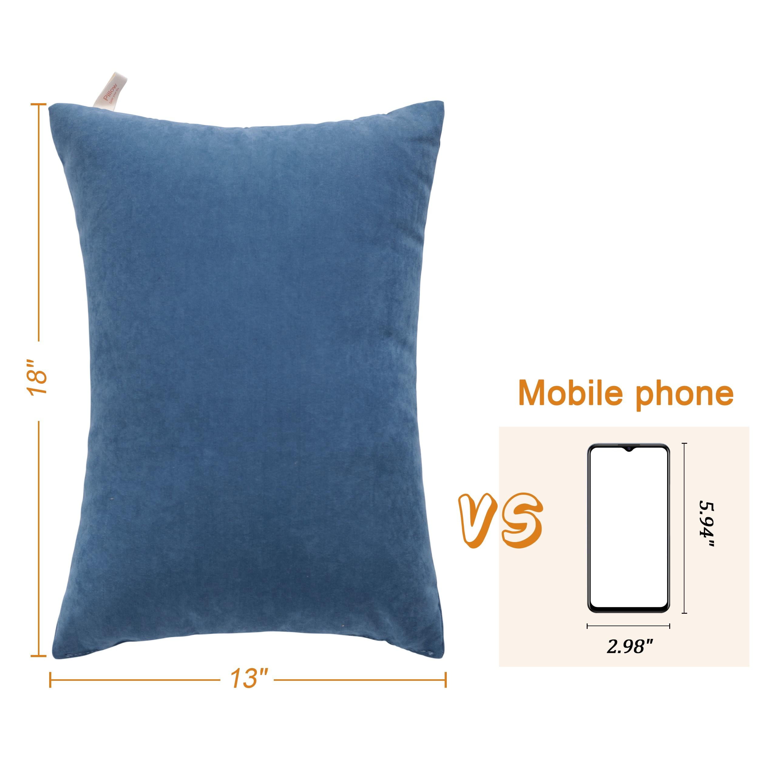 Flxxie 2 Pack Microfiber Soft Toddler Pillows for Sleeping, Small Kids Travel Pillows, Machine Washable, Perfect for Toddler Bed, 13" x 18", Denim Blue
