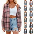thumbnail image 5 of Womens Button Down Shirts Lightweight Plaid Long Sleeve Collared Jacket Tops Vintage Casual Business Loose Fit Blouses Pink L, 5 of 9
