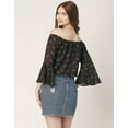 thumbnail image 2 of Moomaya Printed Off-Shoulder Top, WomenS Long Bell Sleeve Crop Top Blouse, 2 of 8