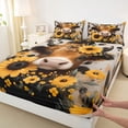 thumbnail image 3 of Homewish Rustic Highland Cow Bed Sheets,Countryside Sunflower King Sheets,Yellow Brown Sheet Set For Boys Kids,Microfiber Bedroom Decor,4 Pieces, 3 of 7