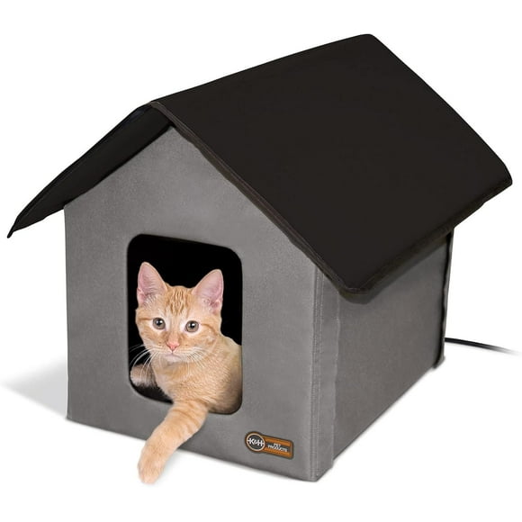 K&H Kitty House Extérieur Chauffant Pour Chats Gris