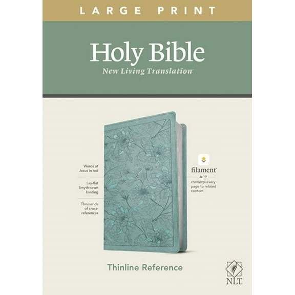NLT Large Print Thinline Reference Bible/Filament Enabled Edition-Teal Floral LeatherLike