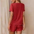 thumbnail image 4 of LIaqionyy Pajama Set for Women 2 Piece Short Sleeve Pjs Tops and Shorts Ribbed Knit Soft Sleepwear S-2XL, 4 of 6