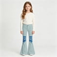 thumbnail image 2 of Xijirk Girls Solid Bell Bottom Pants Sanding Twill Leopard Lace Up Flare Trousers Casual Kids Bottoms Light Blue,15-16 Years, 2 of 4