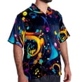 thumbnail image 2 of Note Men's Hawaiian Poplin Casual Printed Button Down Short Summer Beach Shirts, Unisex, 2 of 6