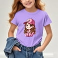 thumbnail image 5 of Frwgonr Girls T-Shirts Short Sleeve Girls Casual Shirts Graphic Tops Back of School Clothes Purple, Size 3-15 Years, 5 of 6