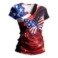 thumbnail image 7 of WEIWEN 250th Anniversary USA Shirt Women America 250 T Shirts V Neck Short Sleeve Celebration Patriotic USA Flag Printed 1776-2026 Tshirts Shirts for Women Tops Blue S, 7 of 7