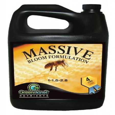 Green Planet Nutrients - Massive (4 Liters) - Bloom Stimulator (1-1.5-2.8) - An Unique Blend of Vitamins, Minerals and Growth Stimulants - High Performance Flowering Additive with Organic Components (Best Organic Nutrients For Flowering Cannabis)