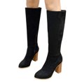 thumbnail image 2 of hopeusnice Women's Knee High Boots Fashion Suede Block Heel Round Toe Over The Knee Boots Chunky Heel Fall Winter Boots Black 38, 2 of 6