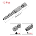 thumbnail image 2 of Uxcell 1.97'' Long 1/4" Vástago Hexagonal T25 Punta de Destornillador de Estrella de Seguridad Torx S2 Acero de Alta Aleación 10 pcs, 2 of 4