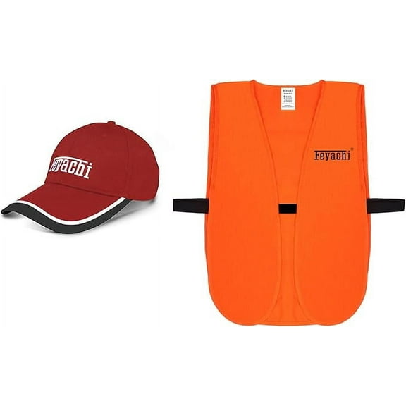 Feyachi Reflective Hunting Vests & Black Cap Orange Hunting Vest Lightweight Combo for Long-Lasting Performance