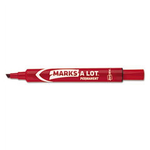 MARK A LOT Regular Desk-Style Permanent Marker, Chisel Tip, Red, Dozen