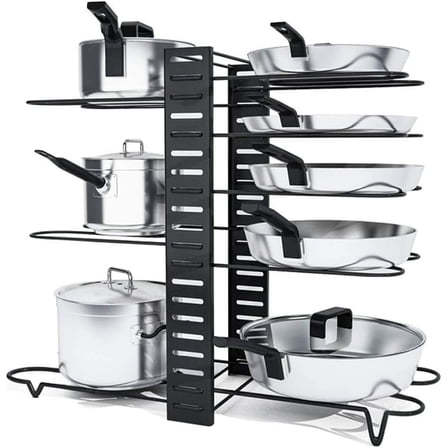 HYGRAD BUILT TO SURVIVE 8 Tier Adjustable Cabinet Organiser Pots & Pans Dishes Stand Storage Inside Cabinet With 3 Diy Methods Pot Lid Holders & Pan Rack For Kitchen