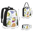 thumbnail image 2 of Pofeuu Orange Green Avocado Print Backpack Travel Backpacks With Lunch Bag Pencil Bag Set 3 pcs Set Cartoon Backpack, 2 of 7