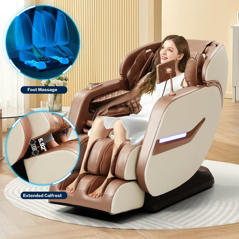 TEKAMON 4D Massage Chair Full Body Massage Zero Gravity Recliner with 5 Massage Techniques Heating Bluetooth Speaker Airbags Foot Roller Touch
