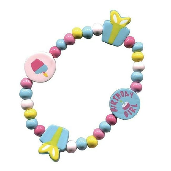 Sassafras 3851BY Wooden Bead Bracelet, Birthday Girl