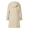 thumbnail image 5 of Wovilon Womens Hooded Wool Coat Mid Length Single Breasted Button Front Long Sleeve Warm Winter Outerwear with Pockets Solid Color Fall Clothes, 5 of 6