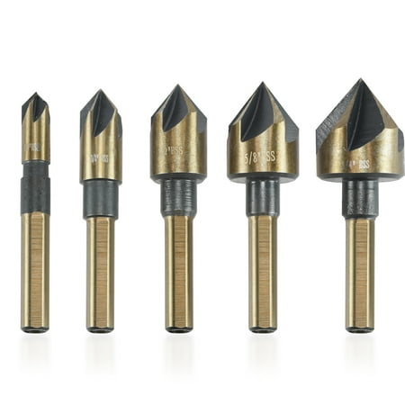 Neiko 10218A Woodworking 1/4-Inch Countersink Bit Set | Tri-Flat Shank