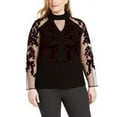 thumbnail image 3 of INC Womens Plus Velvet Mesh Inset Mock Turtleneck Sweater, 3 of 3