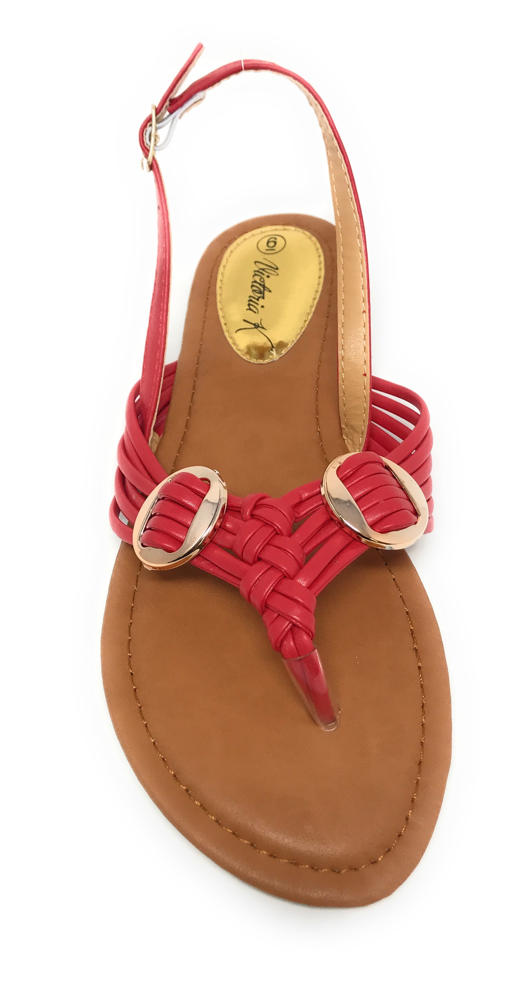 Victoria K Women's Multi Straps With Gold Side Buckles Sandals