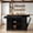 Black, variant on Homy Casa Kitchen Island with Power Outlet, Hidden Trash Bin, Rolling Storage Cabinet with Drawers, Black