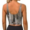 thumbnail image 3 of Haiem Wooden Texture Pattern Womens Sports Bra - U Neck Padded Low Impact Yoga Bra Workout Crop Top Gym Moisture-Wicking Workout Vest -Medium, 3 of 9