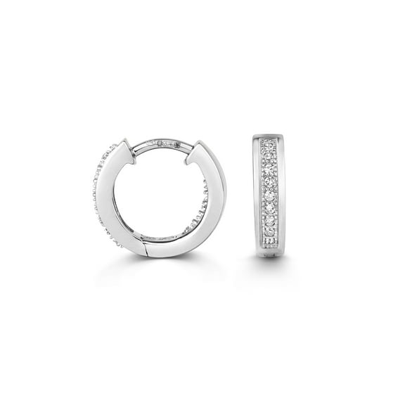 9k White Gold Women Diamond Huggies Earrings Brilliant Cut 0.09 Carat GH - SI