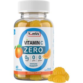 YUM-V's Zero Sugar Chewable Vitamin C Gummies for Adults and Kids for Immune Support, 60 Count