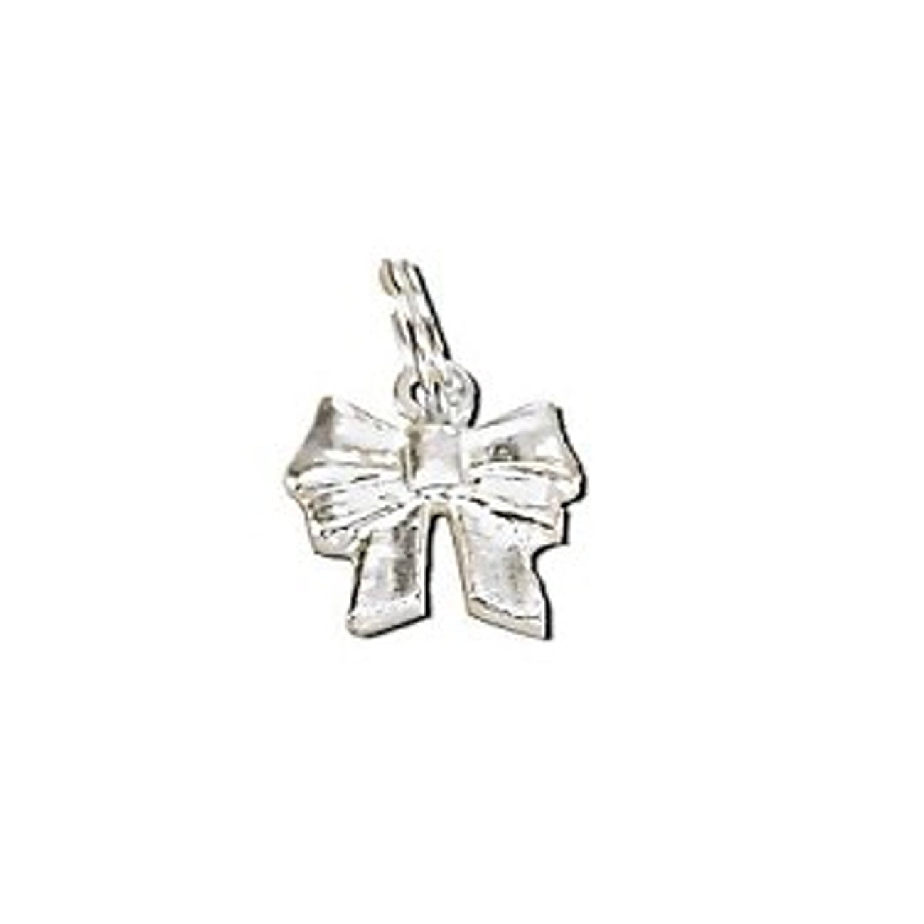 Ribbon Pendant Clear Simulated CZ .925 Sterling Silver Bow Tie Charm 