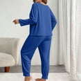thumbnail image 4 of LIBRCLO Womens Pajama Sets Plus Size Fashion Solid Color Lounge Wear Casual Long Sleeve Pants Sleepwear, 4 of 4