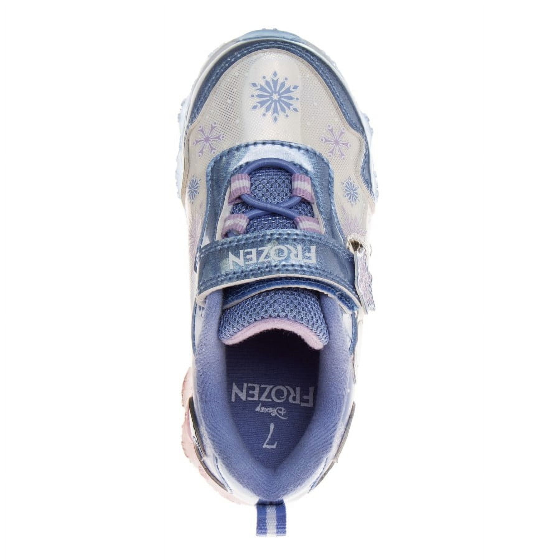 Disney Frozen Toddler Girls Hook And Loop Light Up Sneakers, Blue Pink, 9