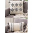 thumbnail image 3 of Funda de almohada decorativa, funda de almohada tejida estilo bohemio Tribal con borlas, color gris y blanco crema, 3 of 5