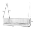thumbnail image 3 of Patio Minimalist Twin Size Swing Bed, Wood Porch Swing Daybed with Hemp Ropes, Safe Sloped Design, Patio Hanging Swing Sofa Bed for Backyard, Garden, Pool, Black, 3 of 9
