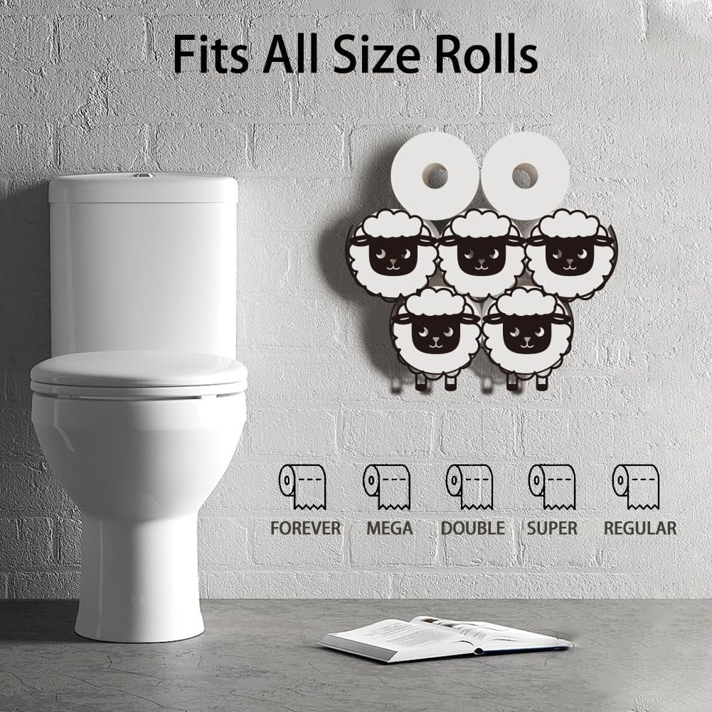 Sheep Toilet Paper Holder Stand Metal Sheep Animal Toilet Paper Storage 8 Rolls for Bathroom Funny Animal Toilet Paper Organizer Freestanding Toilet Paper Roll Holder for Home Office Décor
