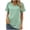 Green, variant on USSUMA Workout Tops for Women Fashion Women's Casual Short Sleeve V-Neck Solid Tops Blouse Casual Festival Gift Green Polyester S