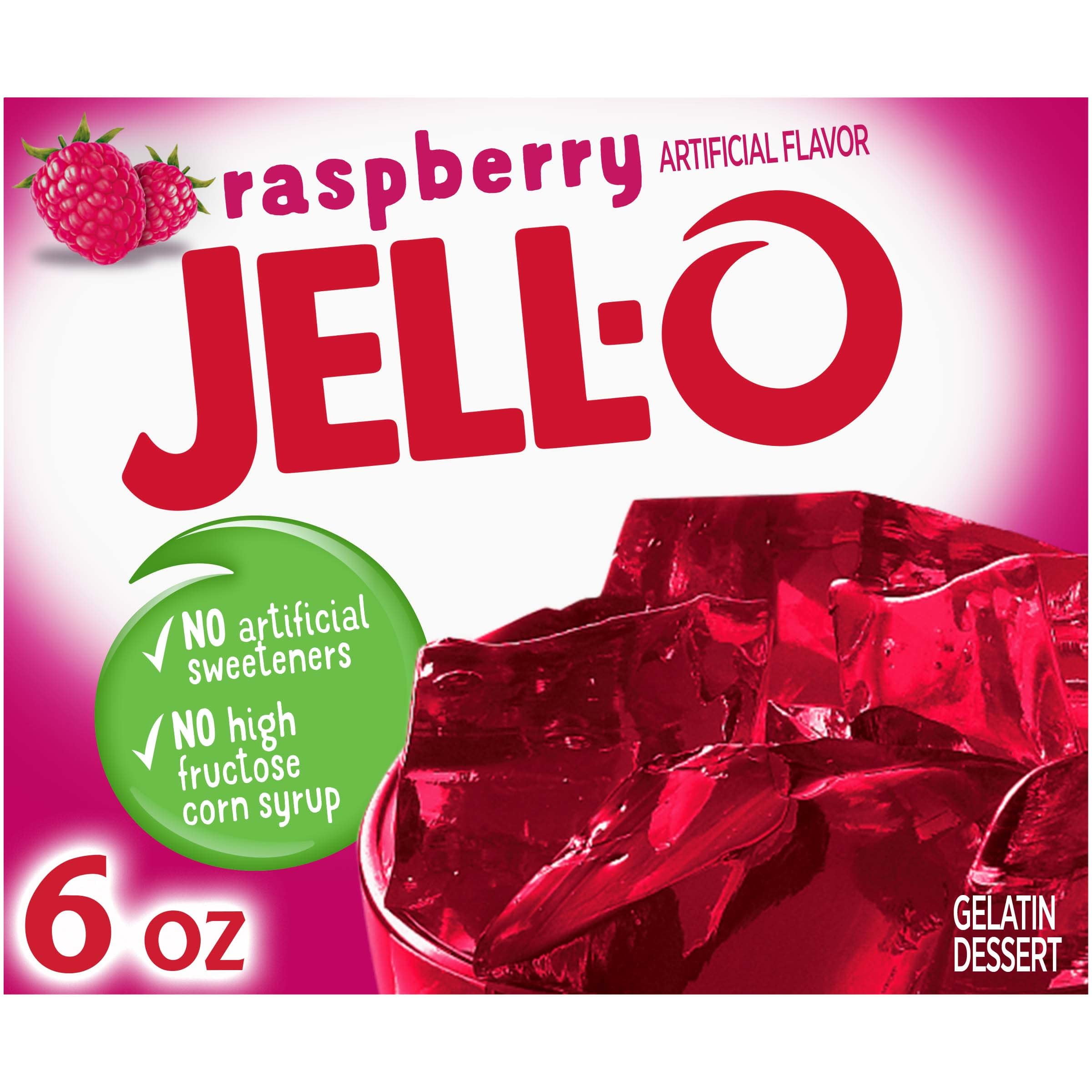 JellO Raspberry Gelatin Dessert Mix, 6 oz. Box