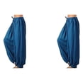 thumbnail image 4 of Pantalones de pierna ancha Qarigey para niñas casuales de Gimnasio Jogging Yoga Danza Ropa de playa verano (Azul oscuro, S), 4 of 6
