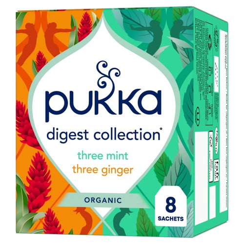 Pukka Organic Digest Collection Herbal Tea with Mint & Ginger 8's, British Import (Pack of 3)