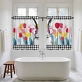 thumbnail image 4 of Spring Easter Kitchen Curtains 45 Inch Length, Colorful Flowers Tulips Bunny Lattice Tiers Curtains for Bathroom Bedroom Cafe, Light Filtering Small Window Treatment Short Drapes 2 Panels 42"Wx45"L, 4 of 8