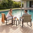 thumbnail image 2 of Lofka 3 Pieces Patio Furniture Set with Rocking Chairs Set and Tempered Glass Table for Balcony/Porch/Outdoor, Light Gray, 2 of 12